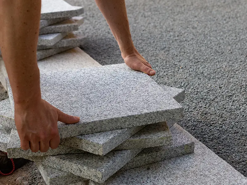 Feinsteinplatten Stapel